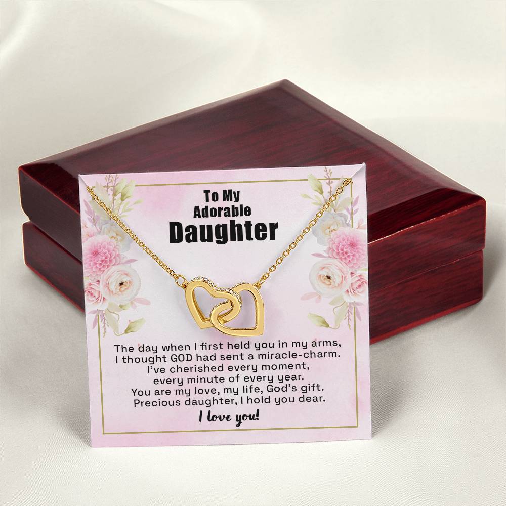 To My Adorable Daughter - I Hold Your Dear - Necklace Interlocking Hearts Necklace