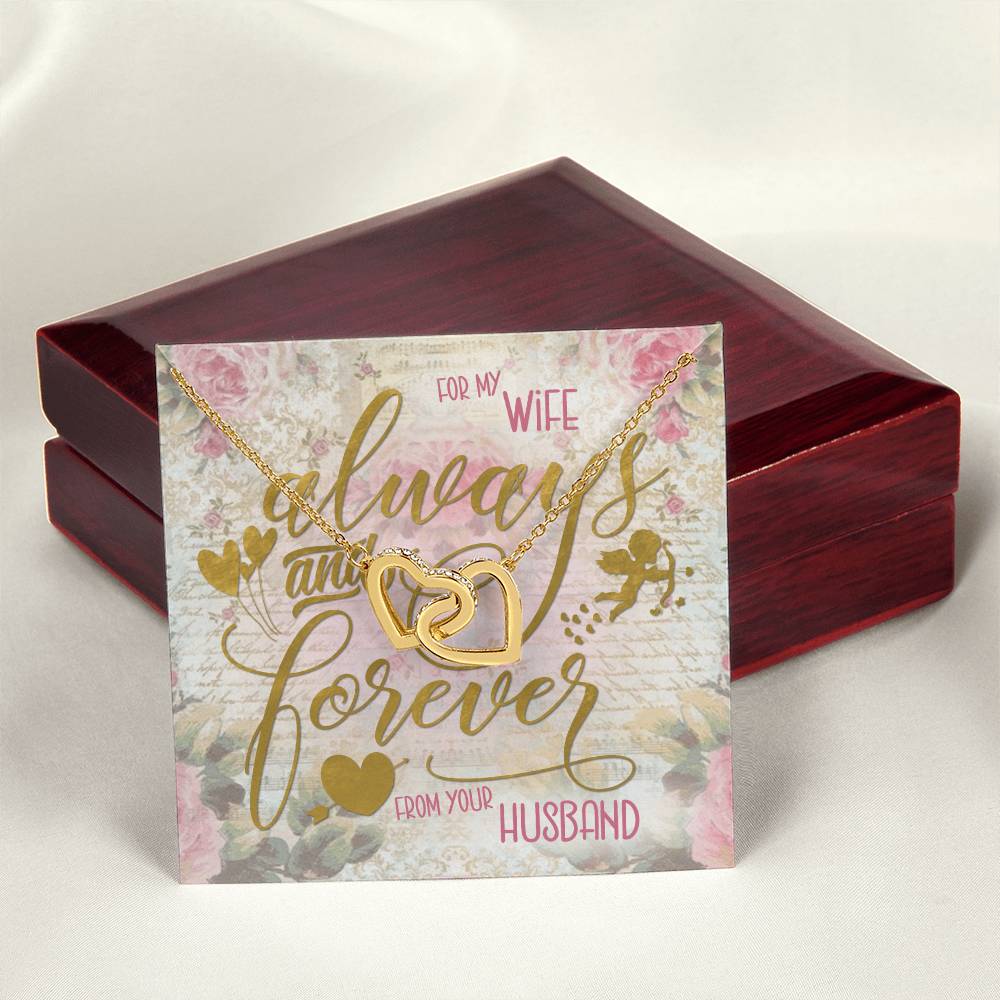 Always & Forever For My Wife Interlocking Hearts Necklace