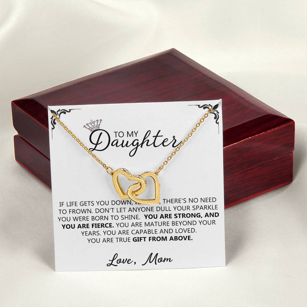 To My Daughter - Unique Interlocking Hearts Binding Necklace Gift Set Interlocking Hearts Necklace