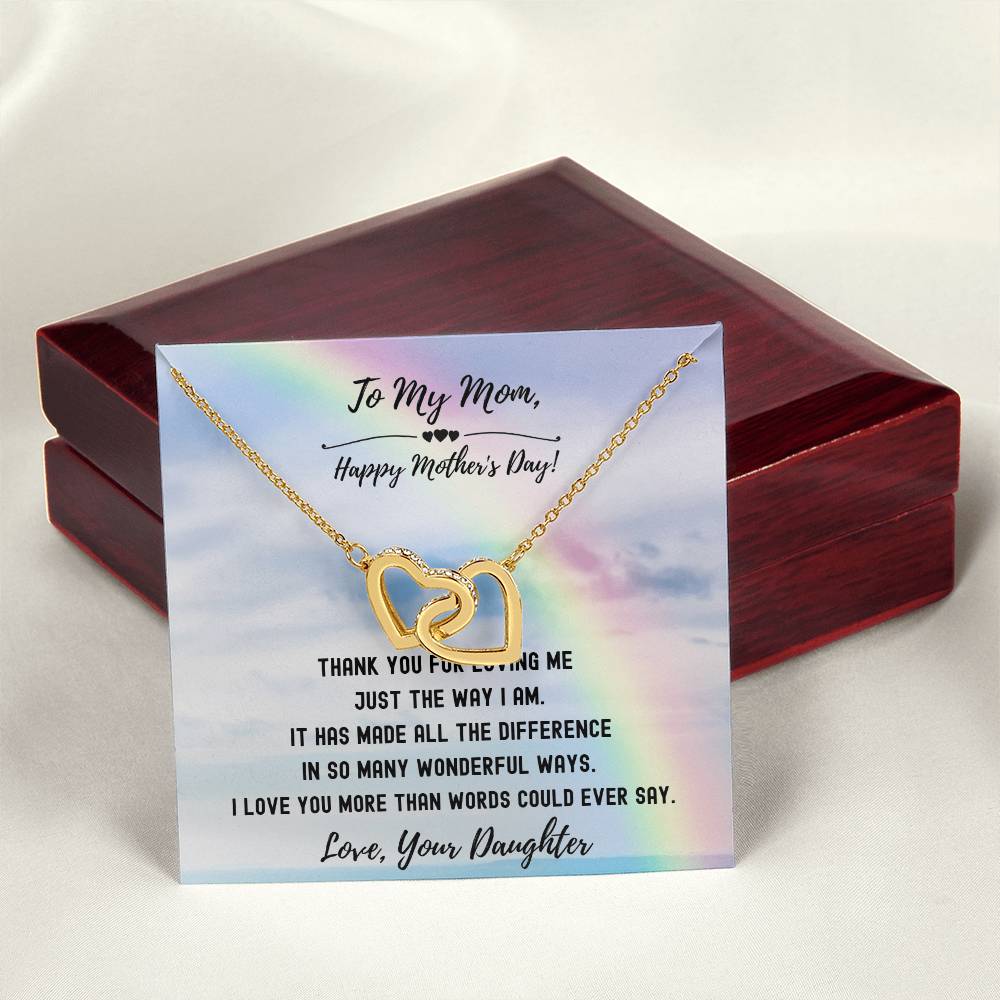 Thank You For Loving Me Mom - Hearts Necklace Interlocking Hearts Necklace