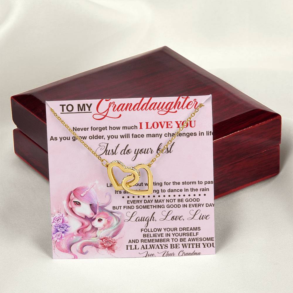 To My Granddaughter Interlocking Hearts Necklace Message Card