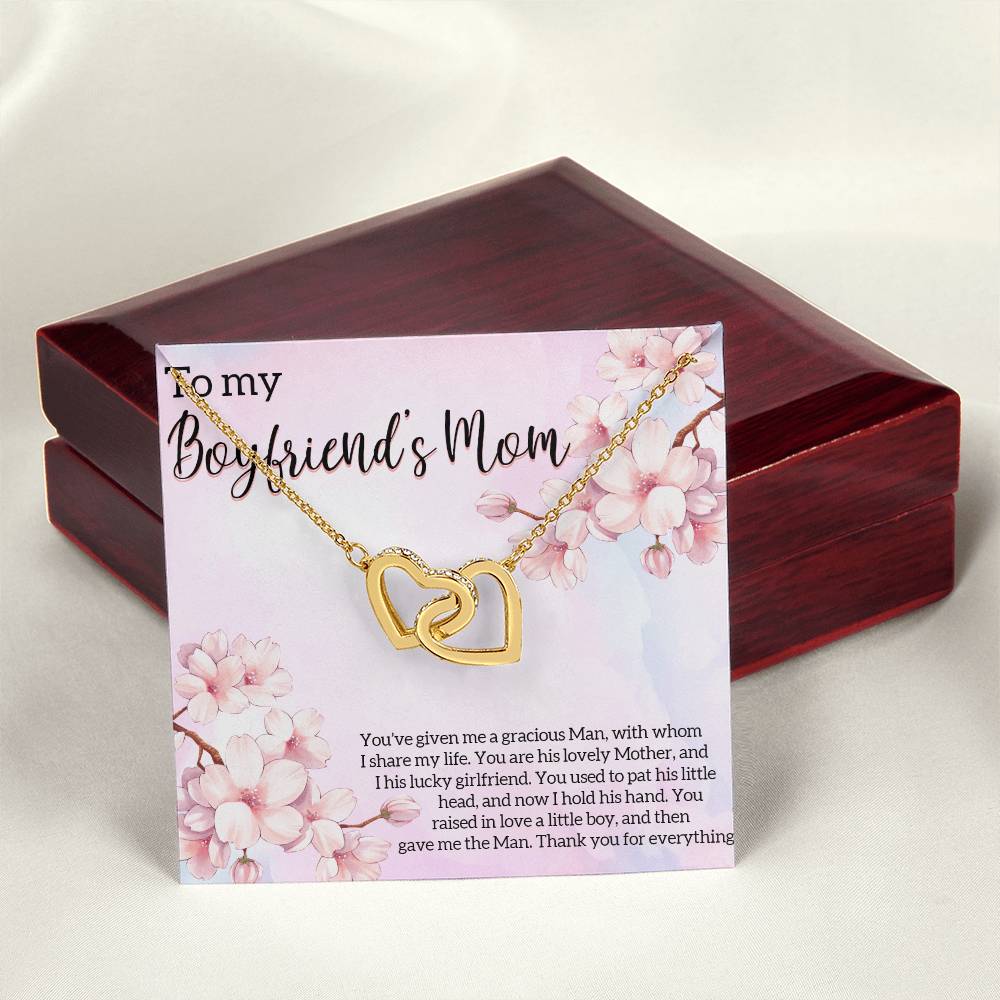 Boyfriends Mom Gift Necklace For Boyfriend Mom Boyfriends Mom Necklace With Message Card Jewelry Birthday Gift Boyfriend Mom Gifts Interlocking Hearts Necklace