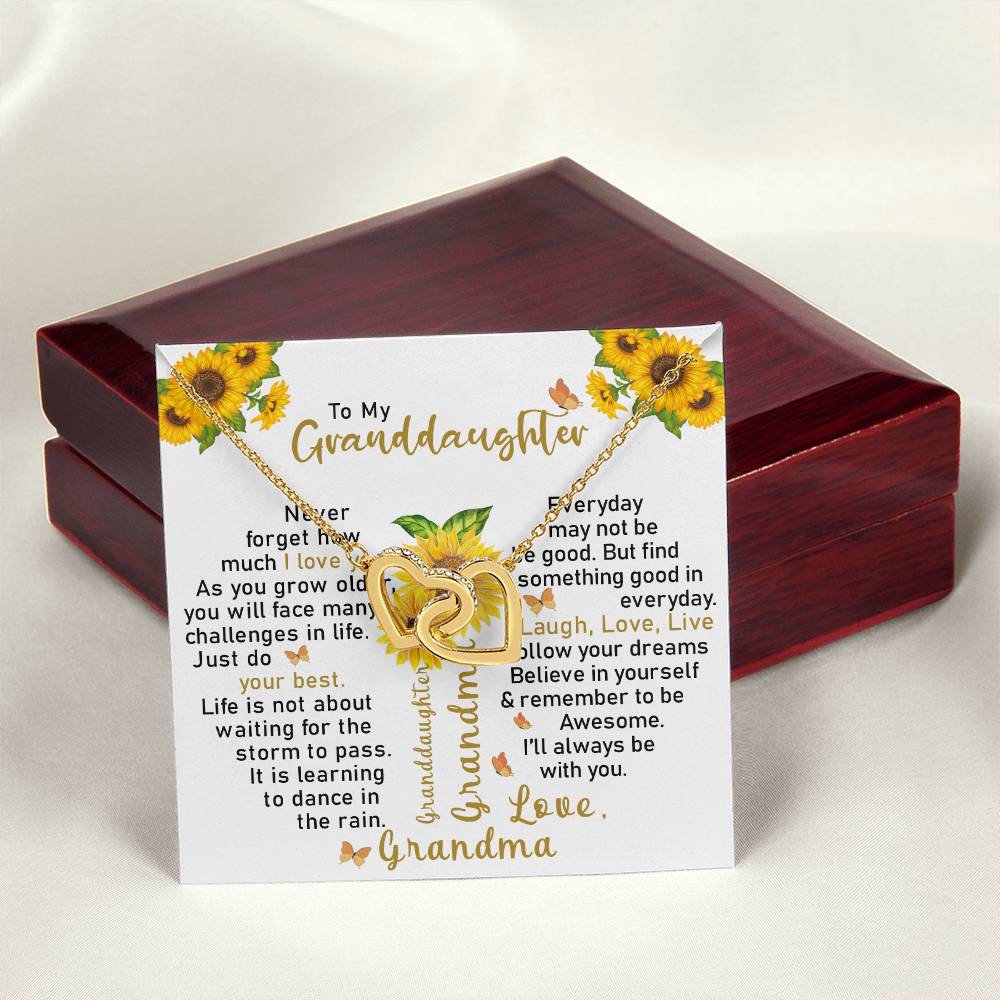 To My Granddaughter - Interlocking Hearts Necklace