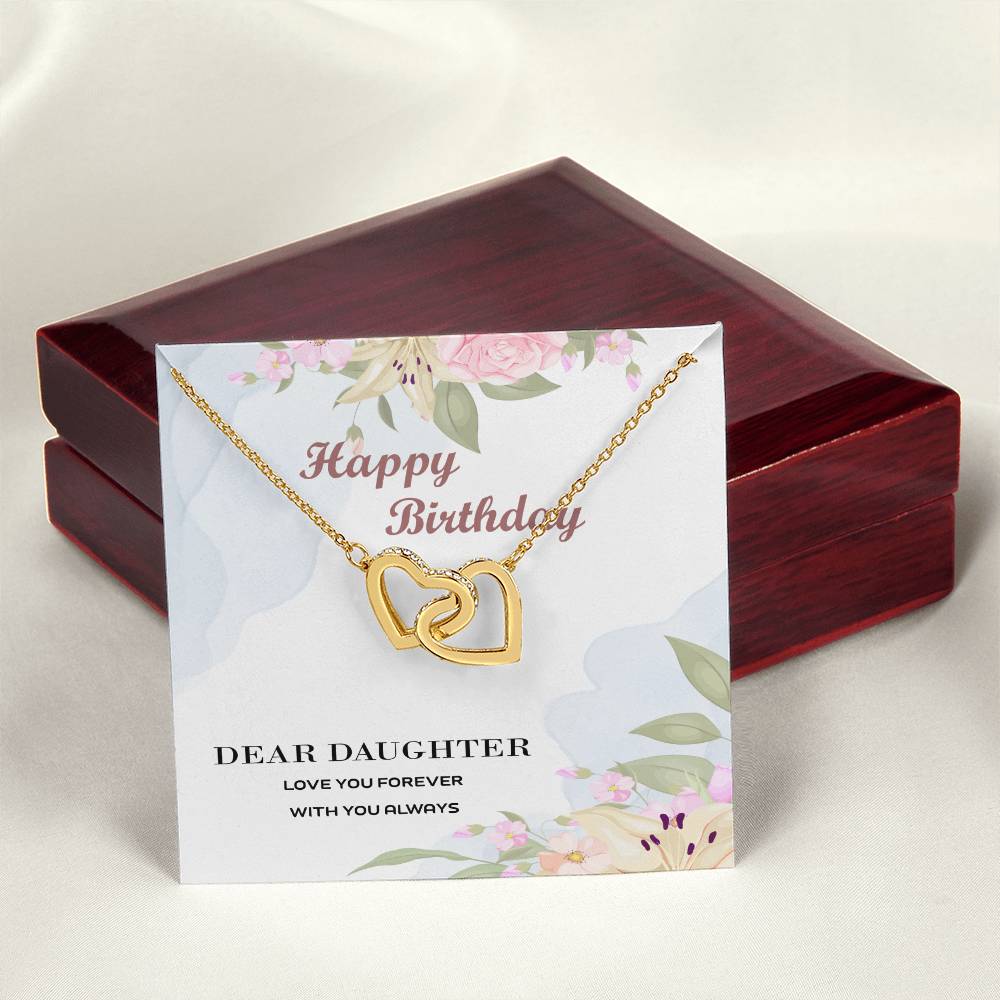 To My Daughter Necklace - I’Ll Always Love You Jewelry Gifts For Daughter Daughter Gifts From Mom And Dad For Her Birthday Interlocking Hearts Necklace