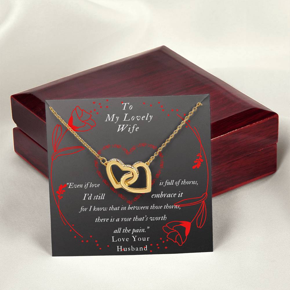 To My Lovely Wife-Two Interlocked Heart Necklace Pendant Interlocking Hearts Necklace