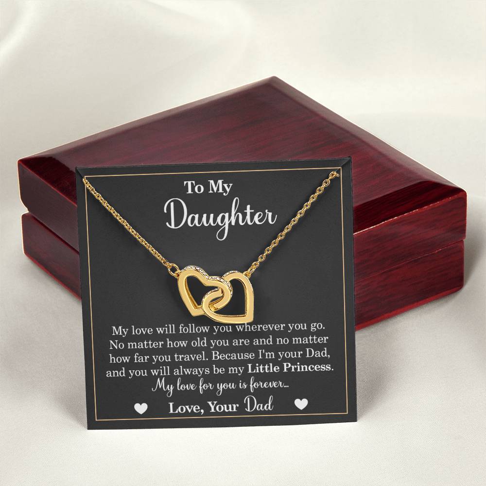 To My Daughter - My Love Will Follow You Wherever You Go - Interlocking Heart Necklace Interlocking Hearts Necklace