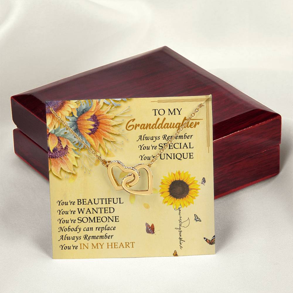 To My Granddaughter Interlocking Hearts Necklace Message Card