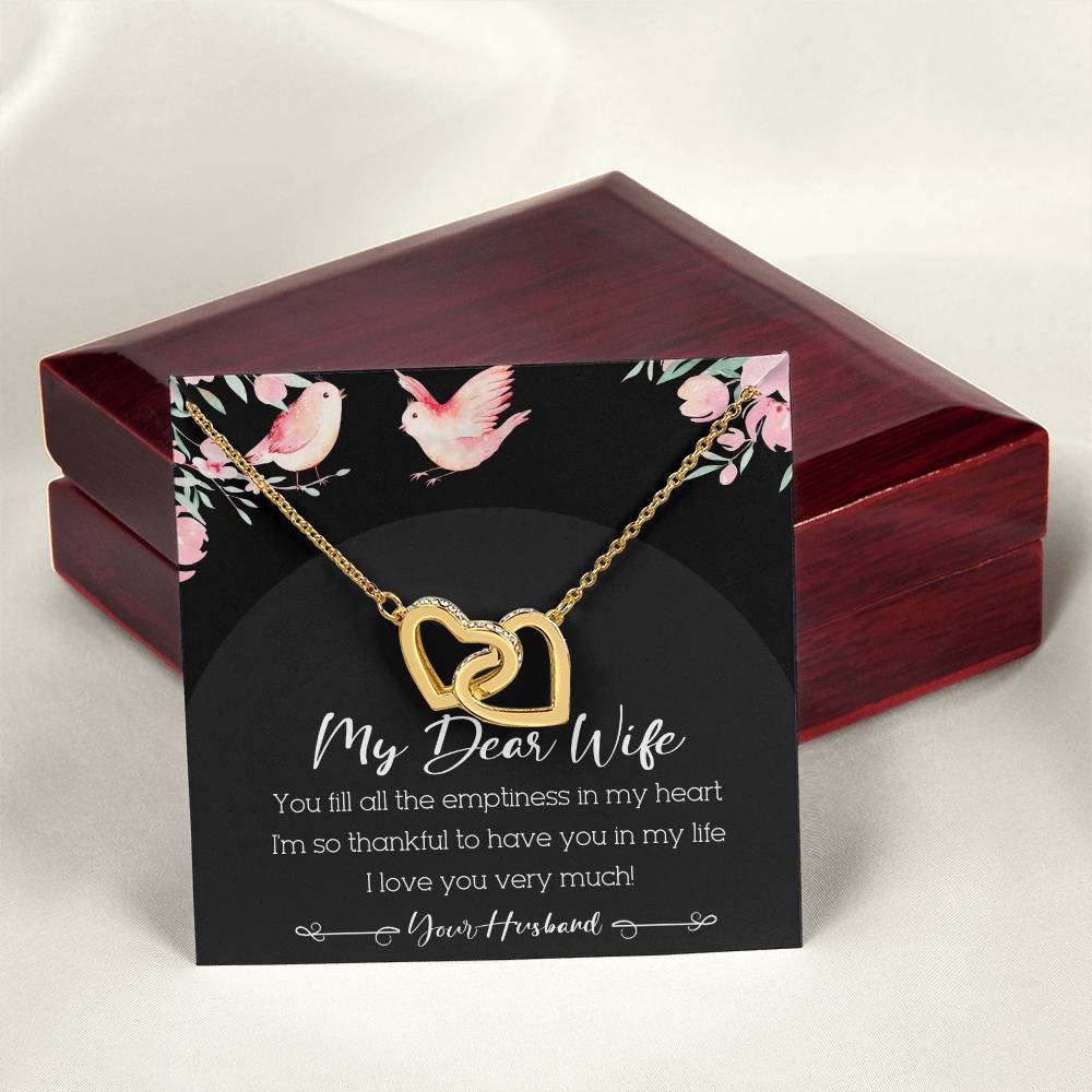 My Dear Wife Interlocking Hearts Necklace Message Card