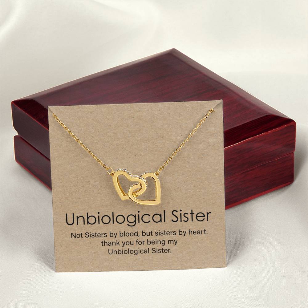 Unbiological Sister Gift Best Friend Necklace Big Little Sorority Soul Sister Bridesmaid Gift Interlocking Hearts Necklace