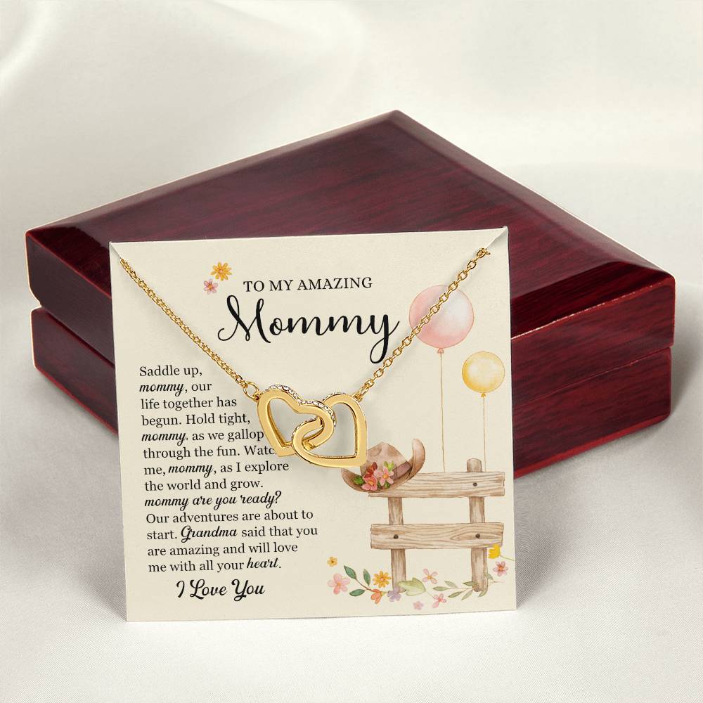 Saddle Up Amazing Mommy Necklace Interlocking Hearts Necklace
