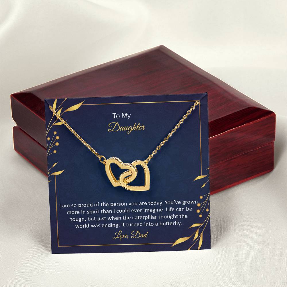 To My Daughter - I Am So Proud Of The Person You Are Today - Interlocking Hearts Necklace