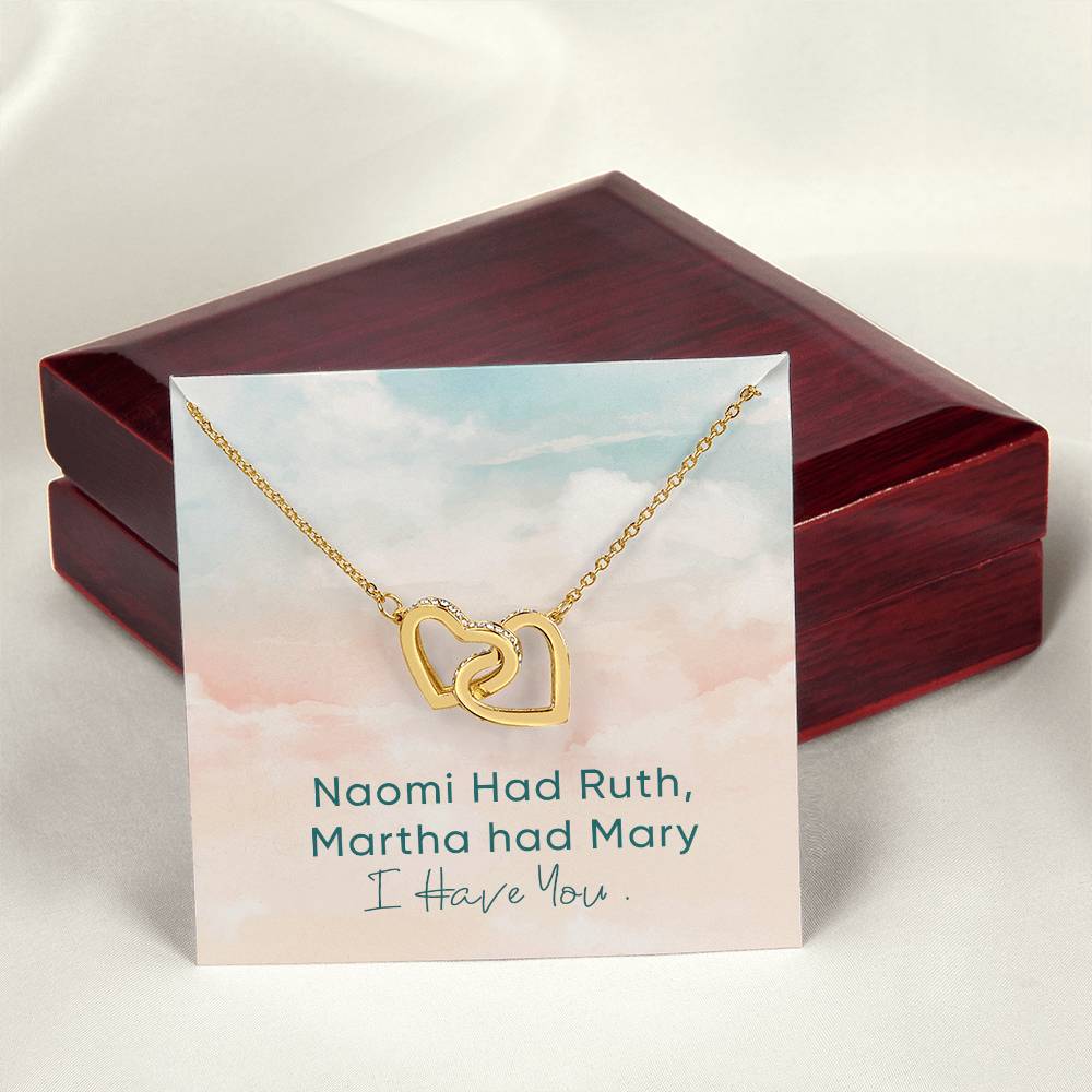 Unbiological Sister Necklace Naomi And Ruth Best Friend Gift Jewelry Interlocking Hearts Necklace