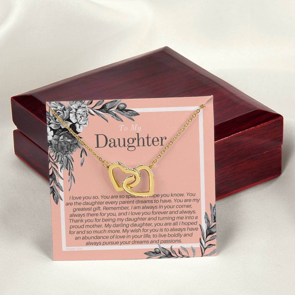 Daughter Gift Interlocking Hearts Necklace