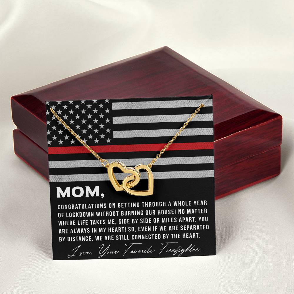 To My Mom From Favorite Firefighter - Necklace Interlocking Hearts Necklace