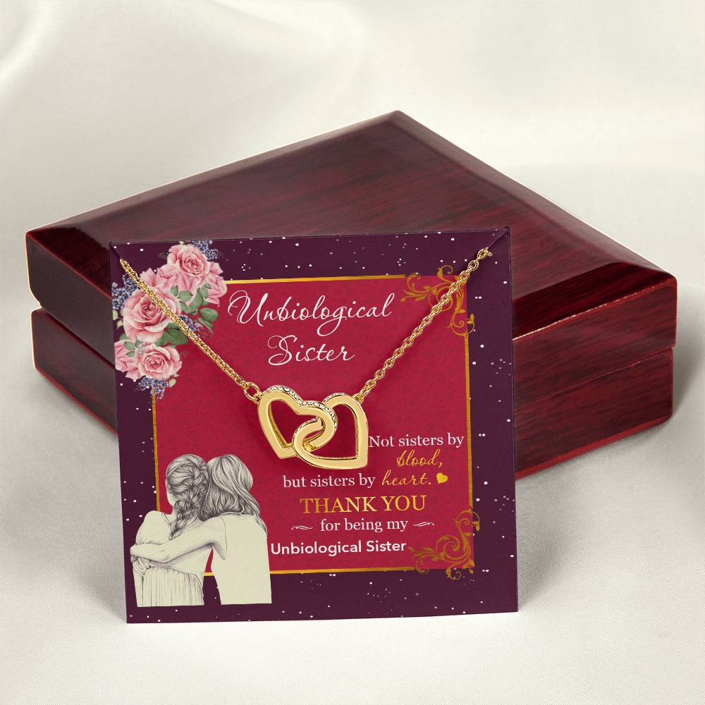 Unbiological Sister-Not Sisters By Blood But Sisters By Heart-Interlocking Heart Necklace Interlocking Hearts Necklace