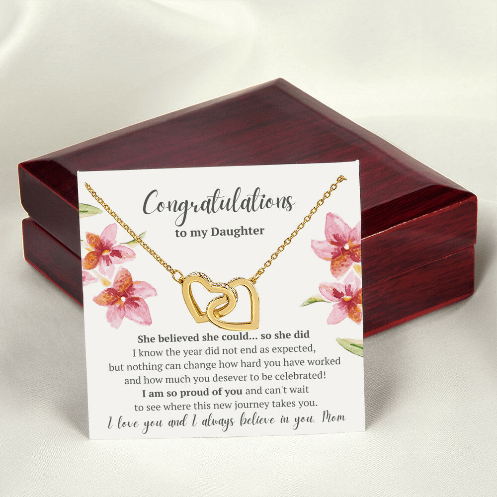 Graduation Congratulations Daughter Interlocked Hearts Necklace Interlocking Hearts Necklace