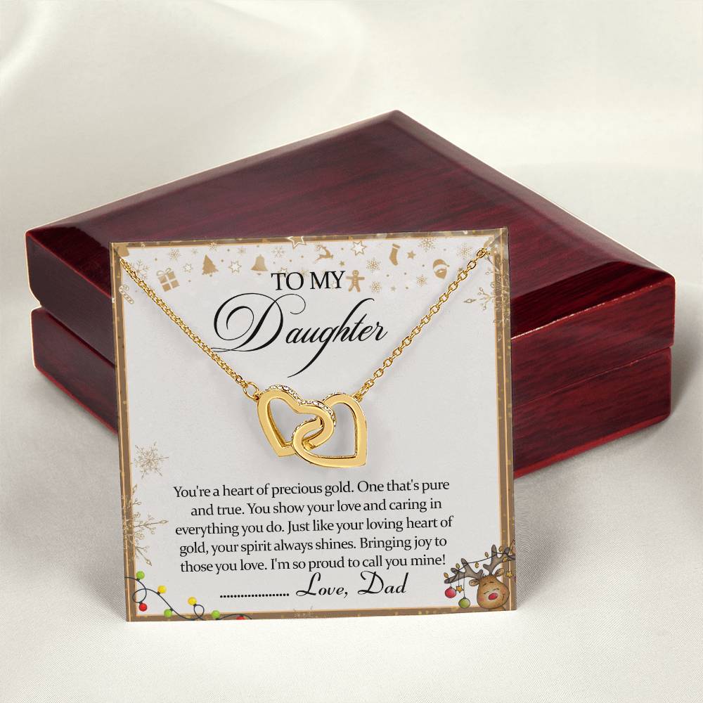 To My Daughter Interlocking Hearts Necklace Message Card