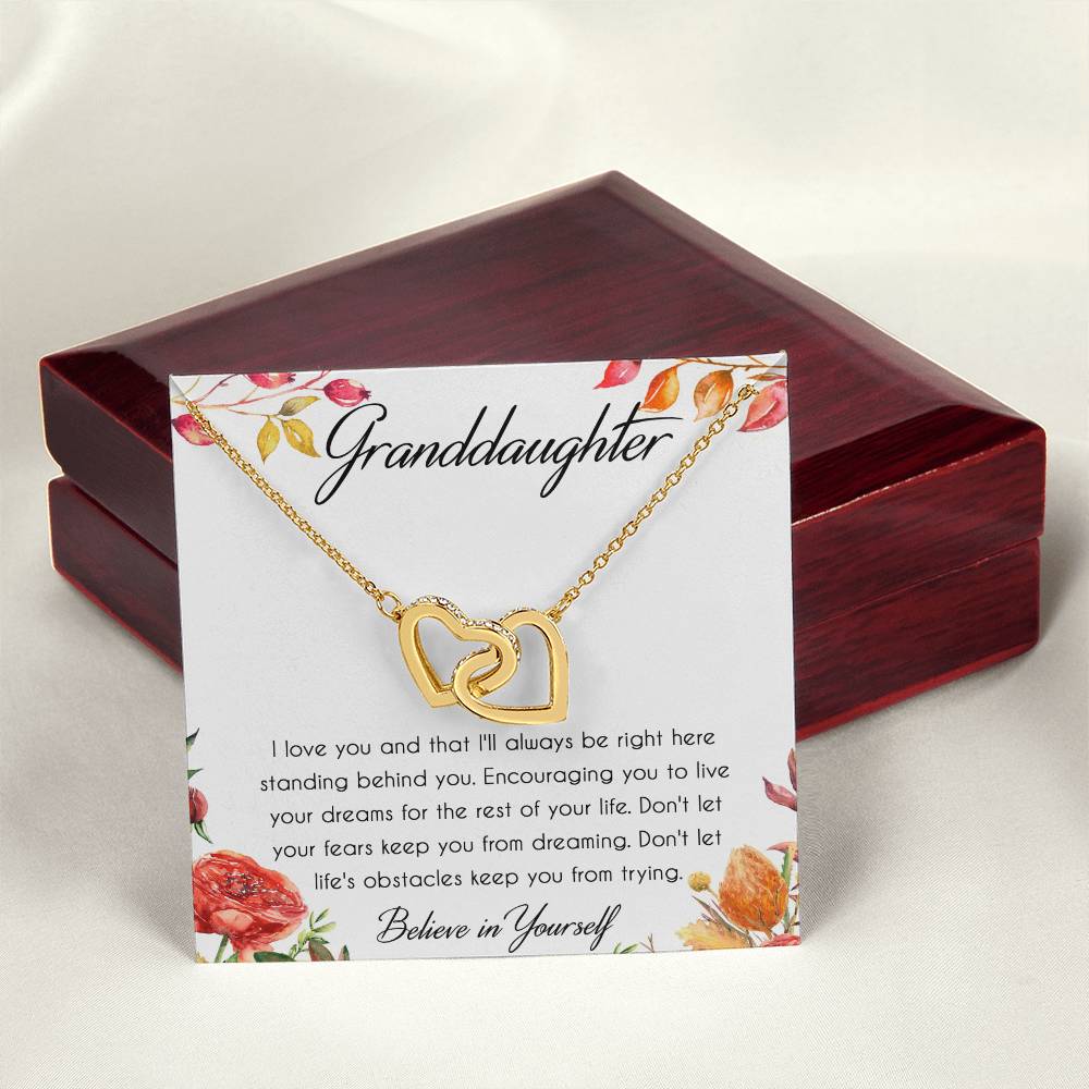 Granddaughter Interlocking Hearts Necklace Message Card
