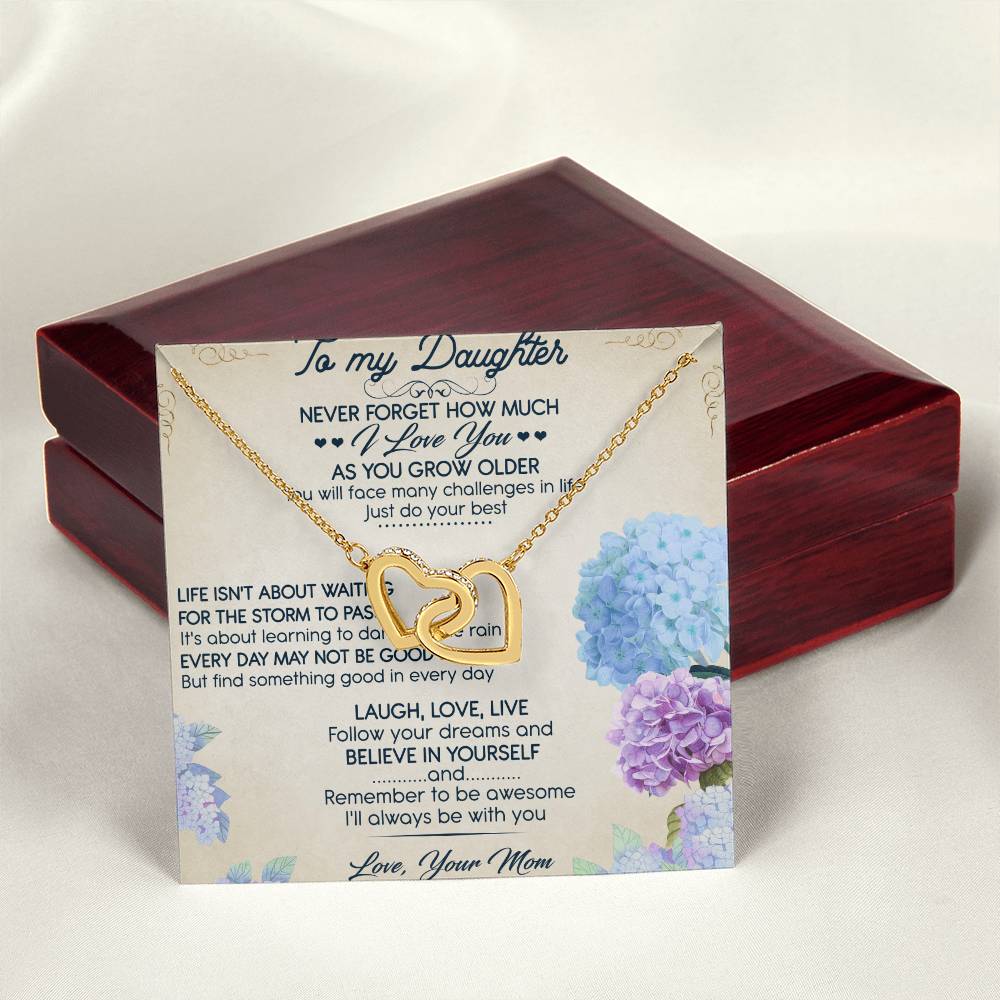 To My Daughter Interlocking Hearts Necklace Message Card