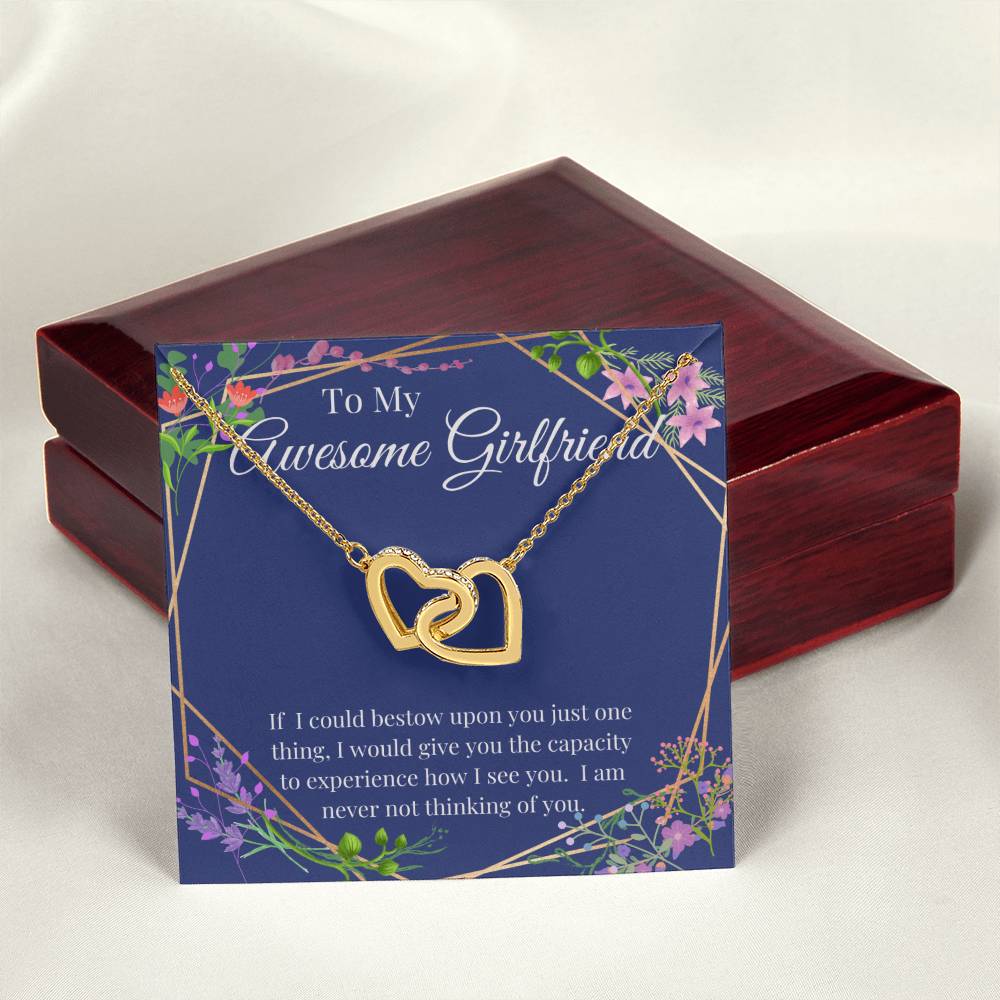 Awesome Girlfriend Interlocking Hearts Necklace Gift
