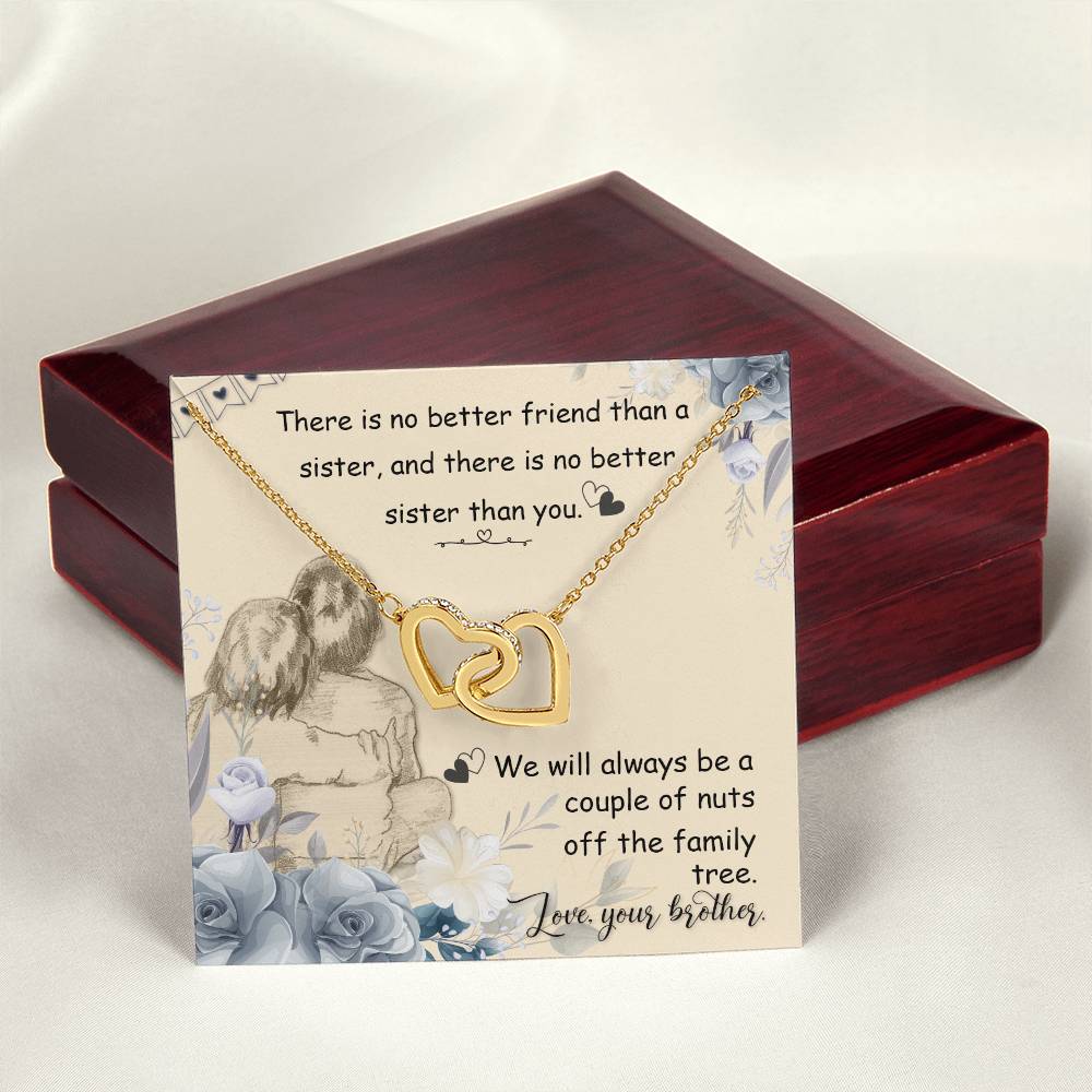 My Little Sister Two Hearts Necklace Loving Sister Gift Chain Funny Sister Present Interlocking Hearts Necklace