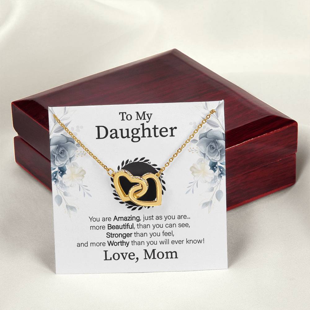 To My Daughter - You Are More Beautiful Than You See - Necklace Interlocking Hearts Necklace