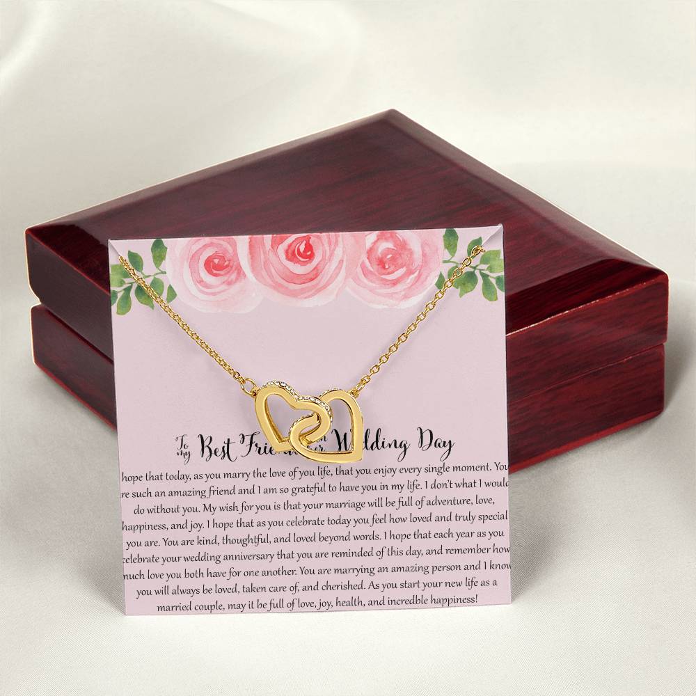 To My Bestfriend On Her Wedding Day - Floral Interlocking Hearts Necklace