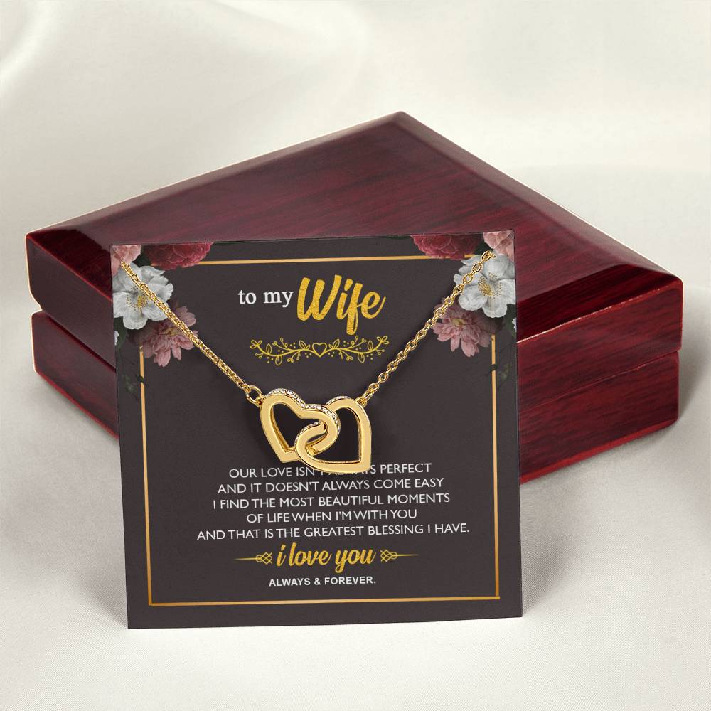 To My Wife - Interlocking Hearts - So40 Interlocking Hearts Necklace
