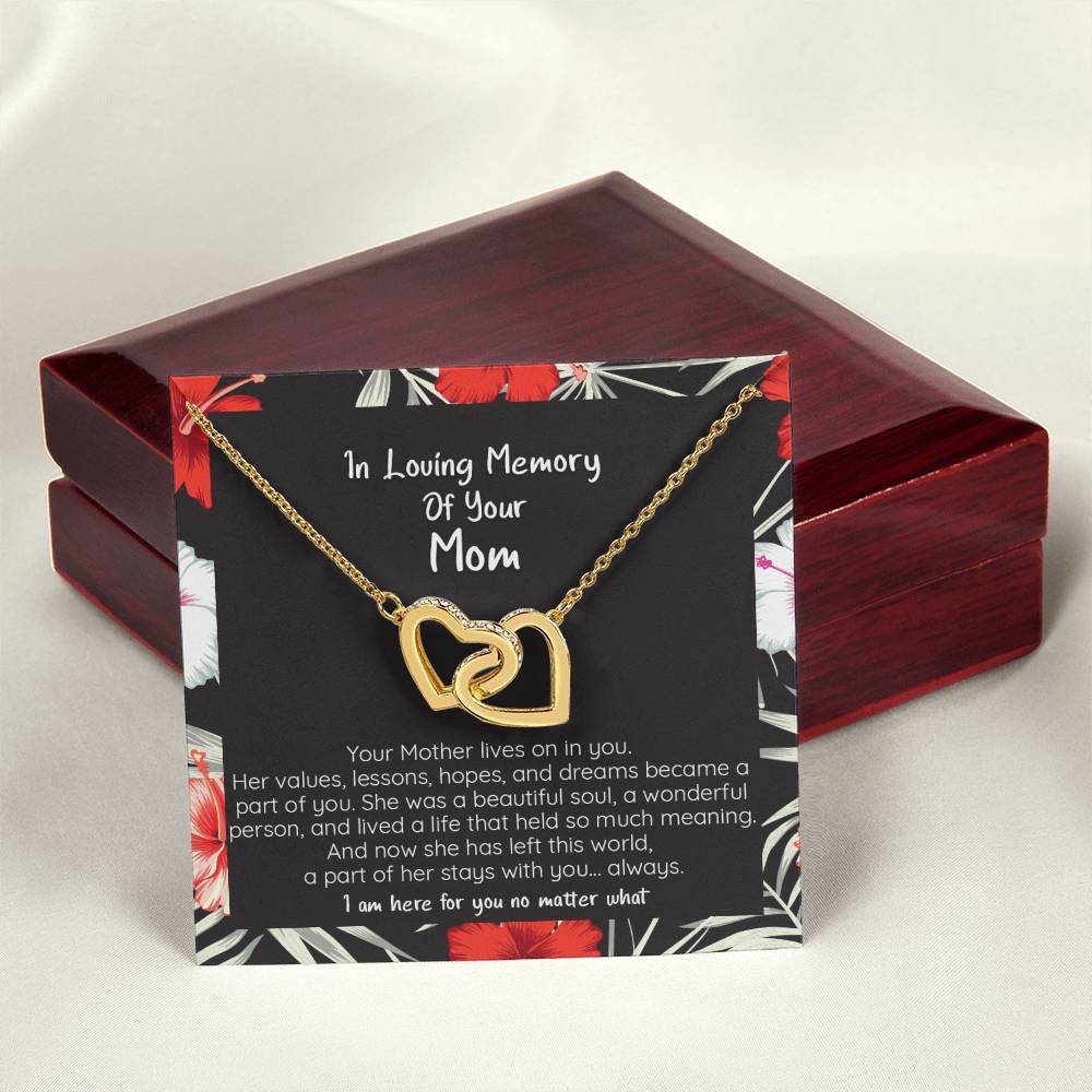 Loving Memory Of Your Mom - Sympathy Heart Necklace Interlocking Hearts Necklace
