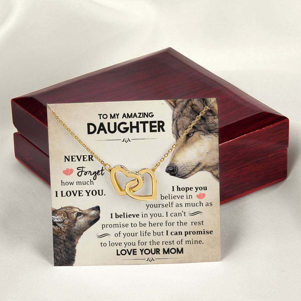 To My Daughter - Never Forget - Necklace Interlocking Hearts Necklace