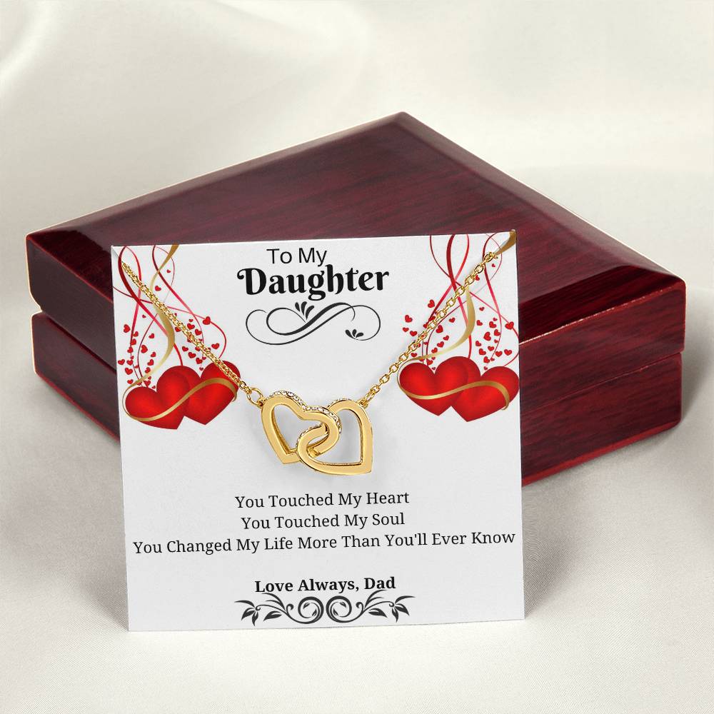 To My Daughter - You Touched My Heart & Soul Interlocking Hearts Necklace
