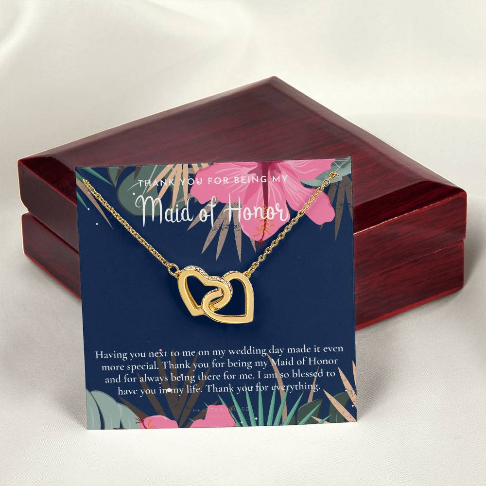 Maid Of Honor Thank You Gift From Bride Bridesmaid Gift Maid Of Honor Gift Necklace Matron Of Honor Gift Thank You Gift From Bride Interlocking Hearts Necklace