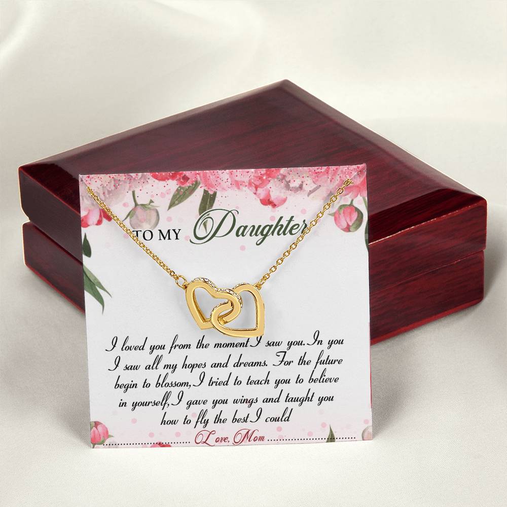 To My Daughter Interlocking Hearts Necklace Message Card
