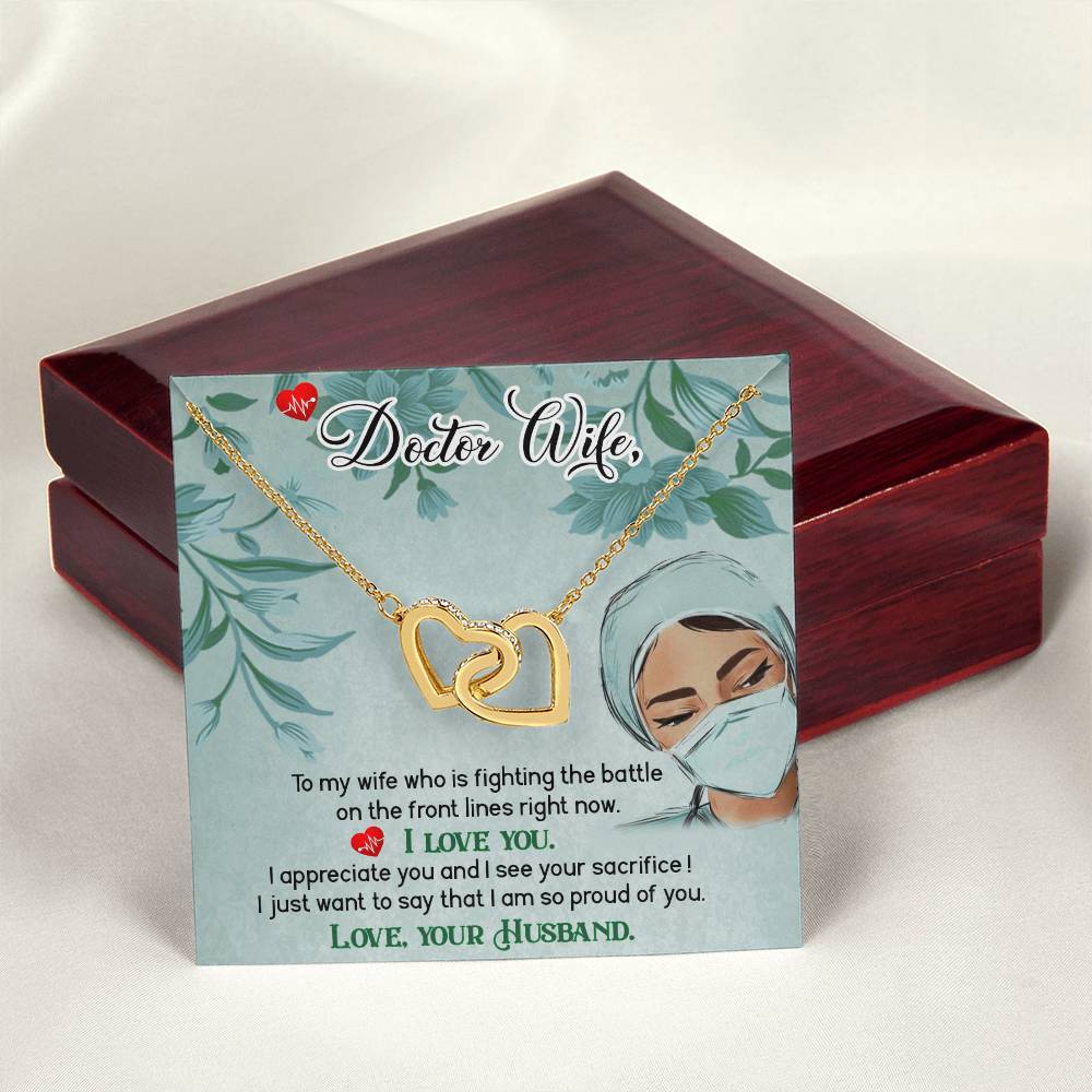 Dear Wife - I Appreciate You And I See Your Sacrifice - Interlocking Heart Necklace Interlocking Hearts Necklace