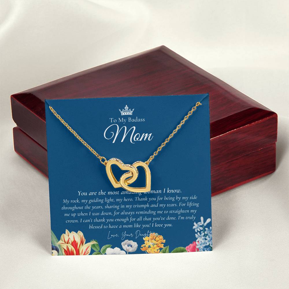 To My Badass Mom Necklace Badass Mom Gift Mother’S Day Gift Birthday Gift Gift From Daughter On Wedding Day Interlocking Hearts Necklace