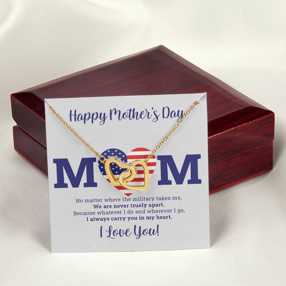 To My Mom - I Love You Message - Tmm03 Interlocking Hearts Necklace