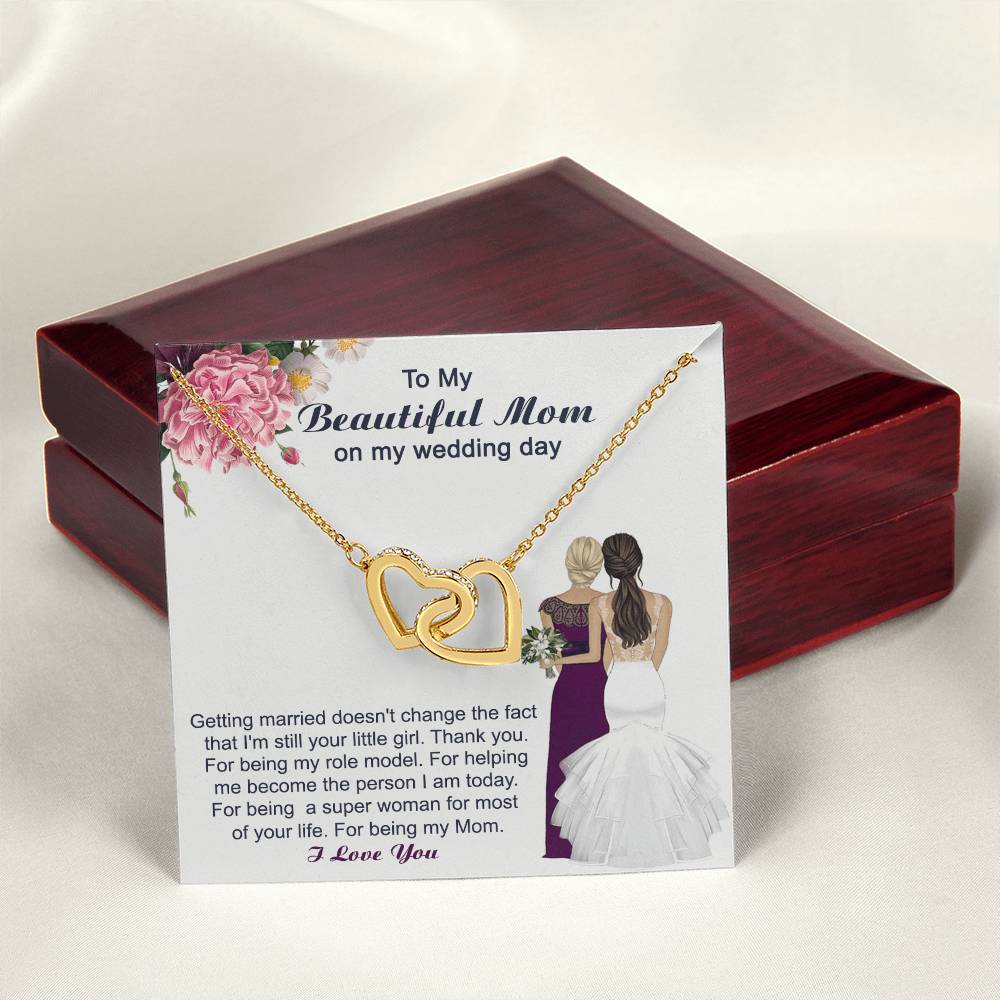 Mom Wedding Gift From Bride Mother - Necklace Interlocking Hearts Necklace