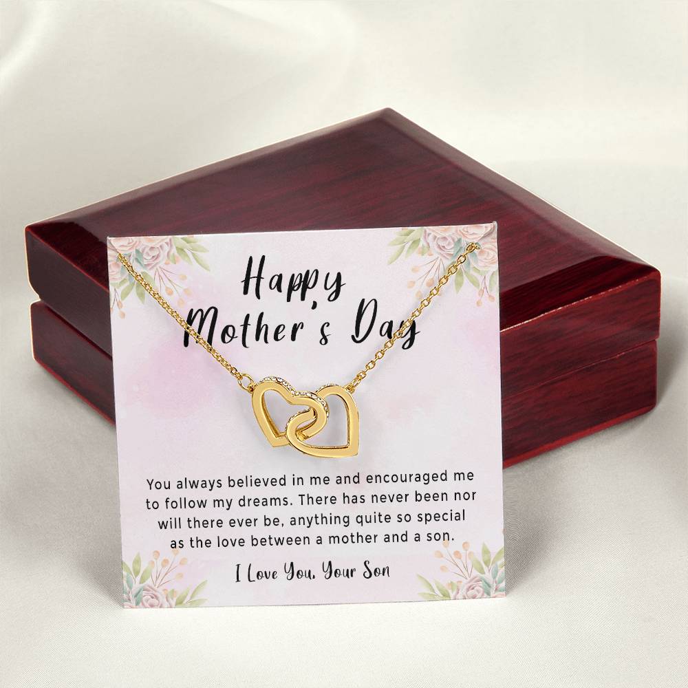 Mother'S Day Gift Necklace From Son On Interlocking Hearts Necklace