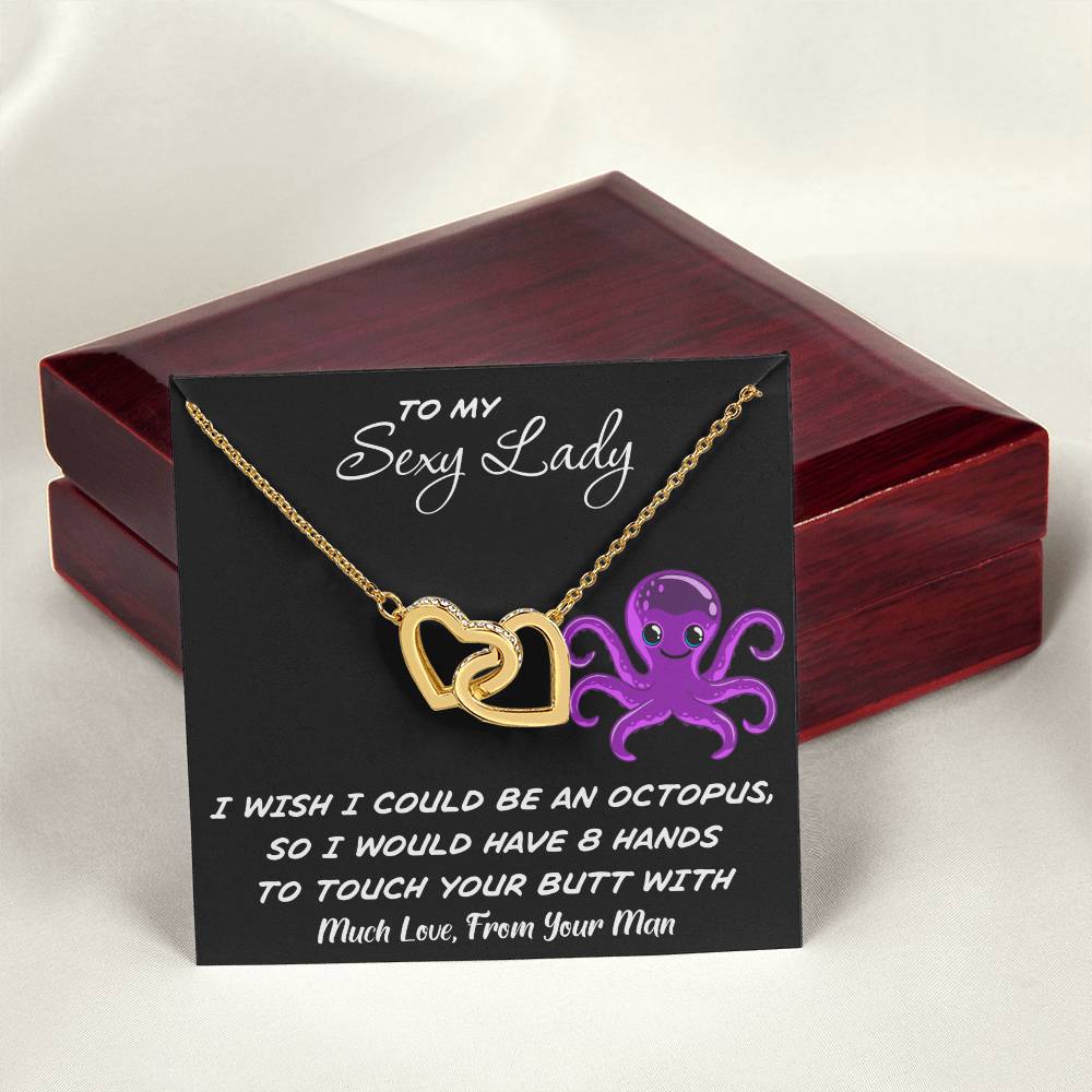 To My Sexy Lady - I Wish I Had 8 Hands - Love Necklace Interlocking Hearts Necklace