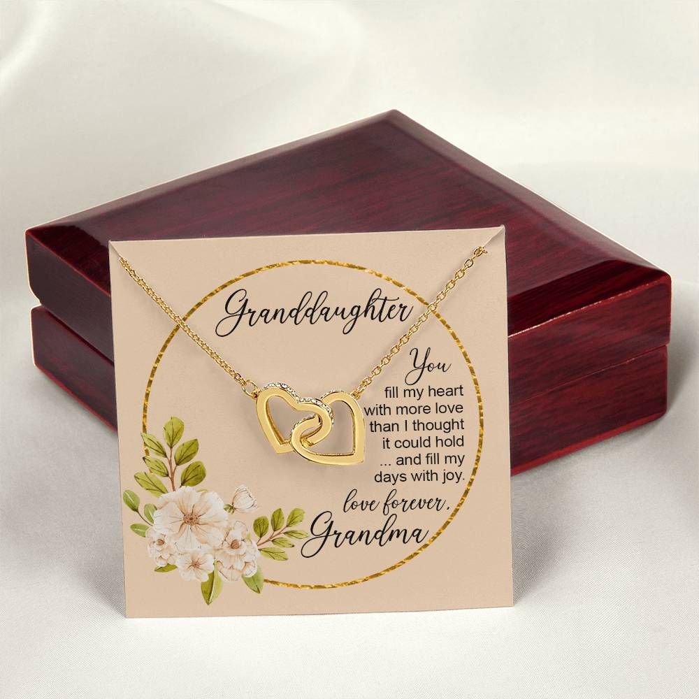 To Granddaughter From Grandmother You Fill My Days With Joy Heart Necklace Birthday Gift From Grandma Interlocking Hearts Necklace
