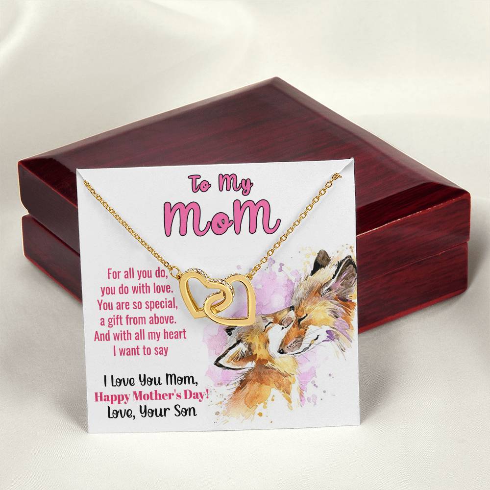 To My Mom Mother'S Day Gift Linked Hearts Necklace From Son Interlocking Hearts Necklace