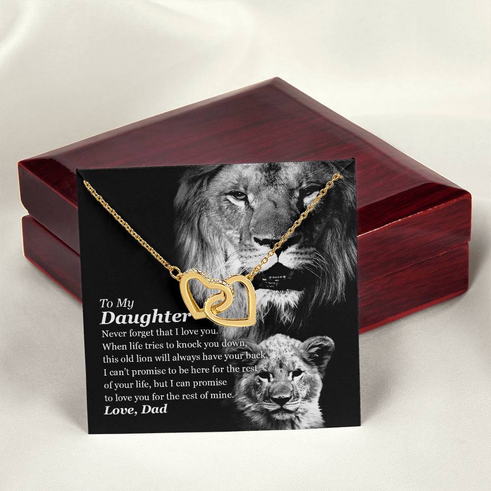 Selling Out Fast To My Daughter - This Old Lion Will Always Have Your Back Interlocking Hearts Necklace