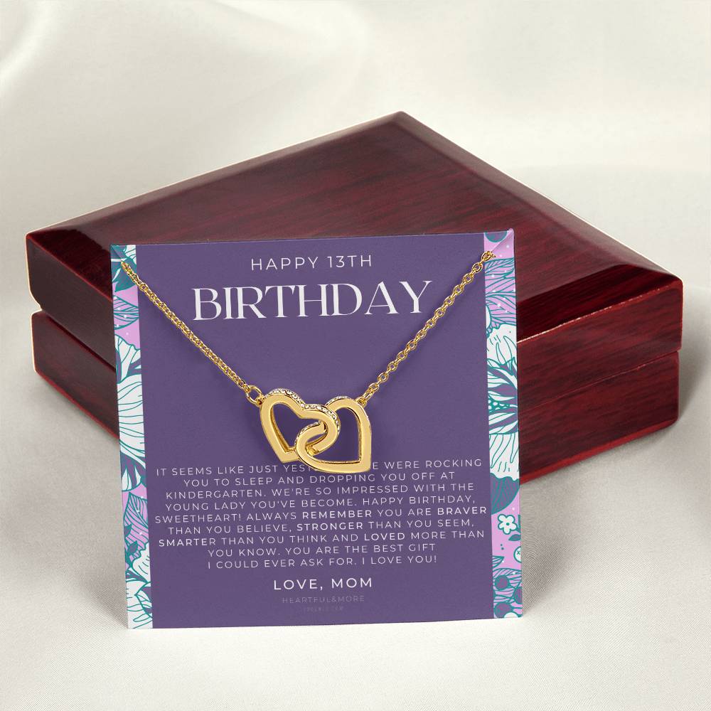 Gift For 13 Year Old Girl Gifts 13Th Birthday Girl 13Th Birthday Gift Thirteenth Birthday Necklace Teen Birthday Gift Official Teenager Interlocking Hearts Necklace