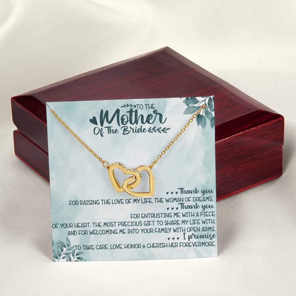 To The Mother Of The Bride Interlocking Hearts Necklace Message Card