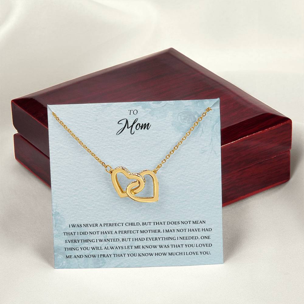 To My Mom Perfect Child Love You Always Interlocking Hearts Necklace