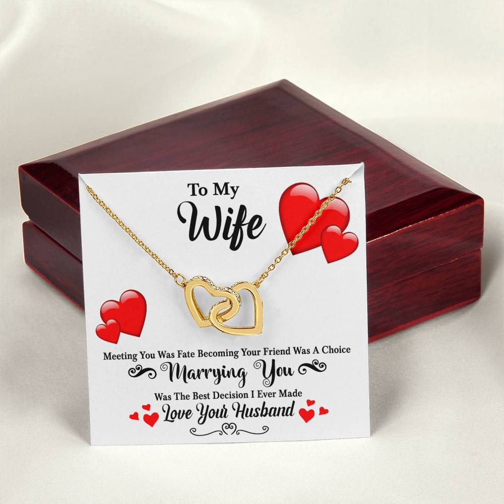 Meeting You Was Fate - Becoming Your Friend Was A Choice - Interlocking Hearts Necklace With Message Card