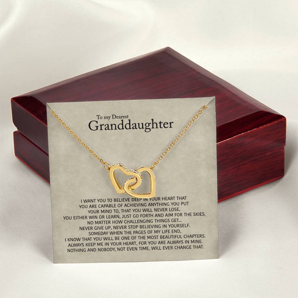 To My Dearest Granddaughter - Love Gift For Granddaughters All Ages - Interlocking Hearts Necklace