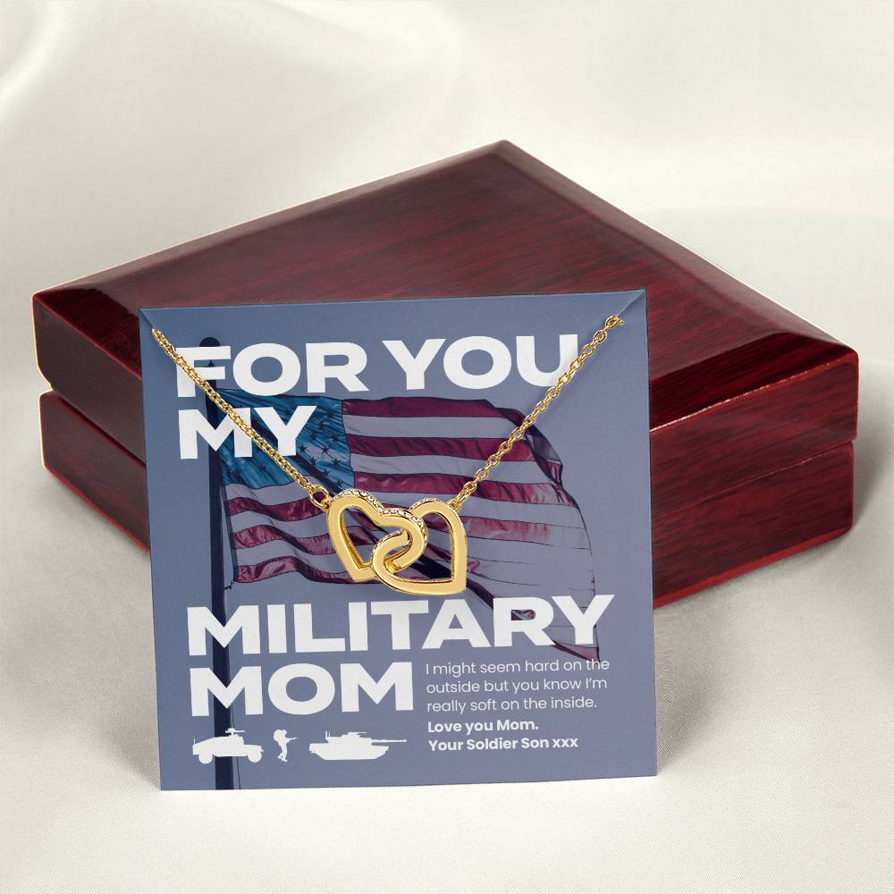 Soldier Son To Mom Double Heart Necklace Made In 🇺🇸 Interlocking Hearts Necklace