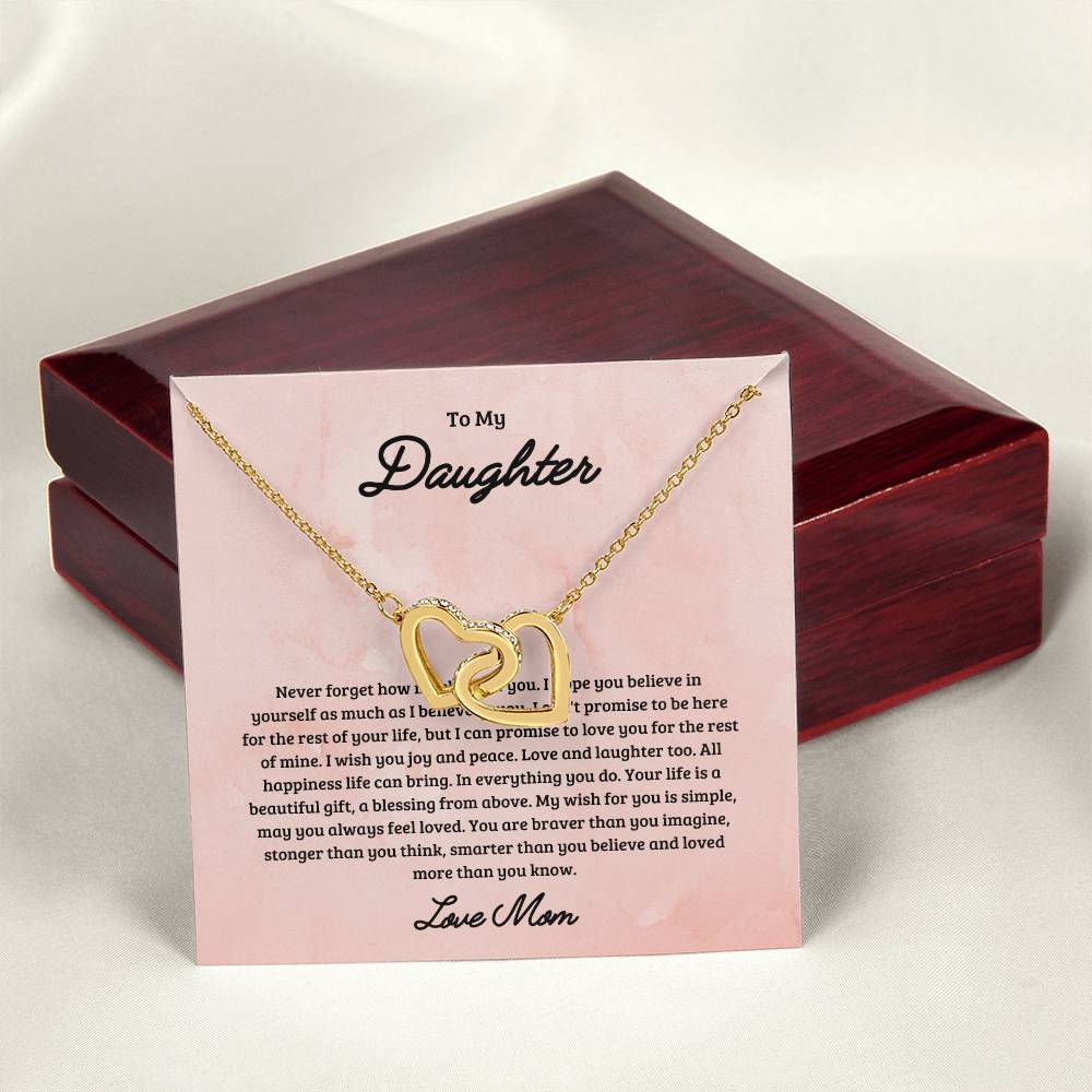 To My Daughter Joy & Peace From Mom Interlocked Hearts Necklace Interlocking Hearts Necklace