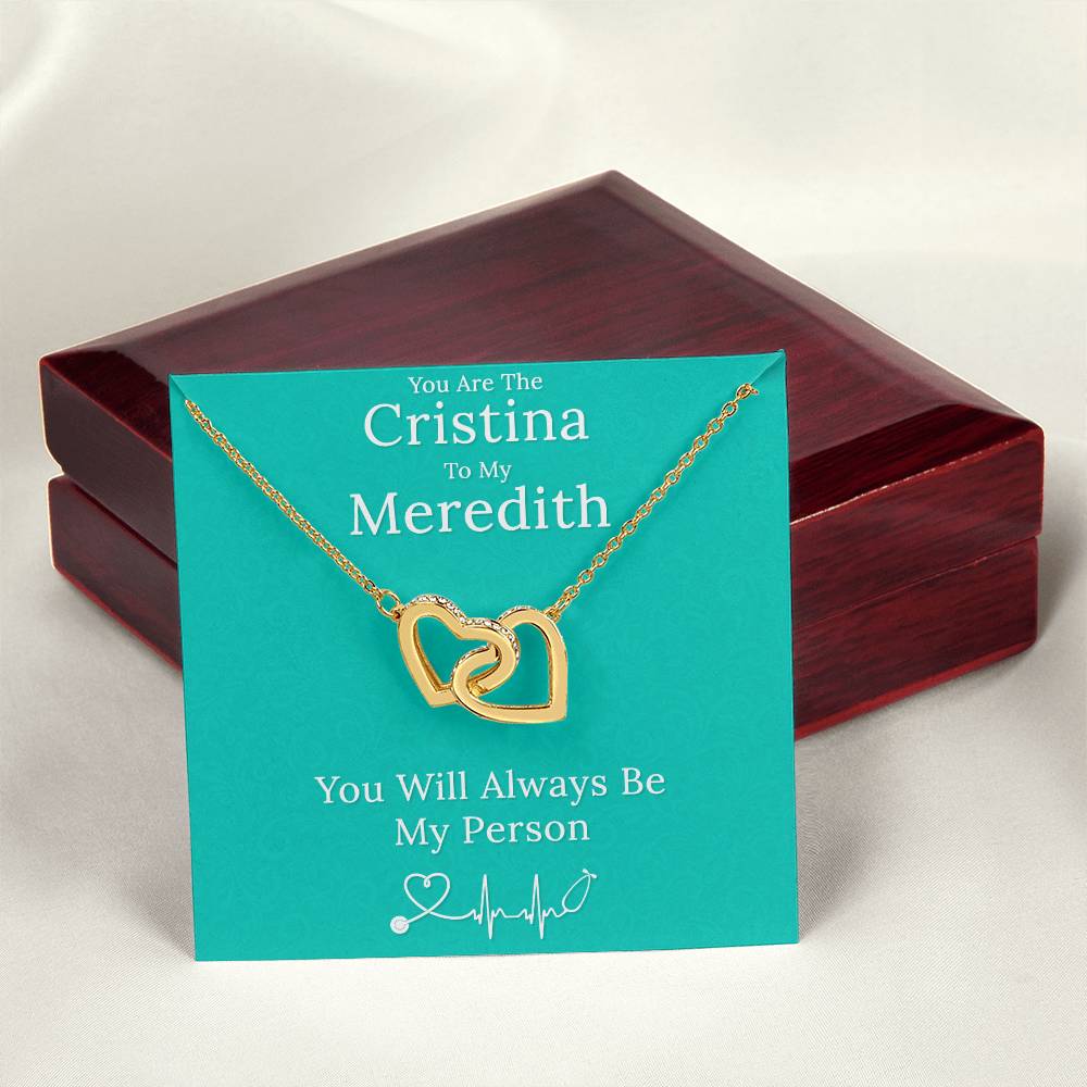 You Are The Cristina To My Meredith Necklace Interlocking Hearts Necklace
